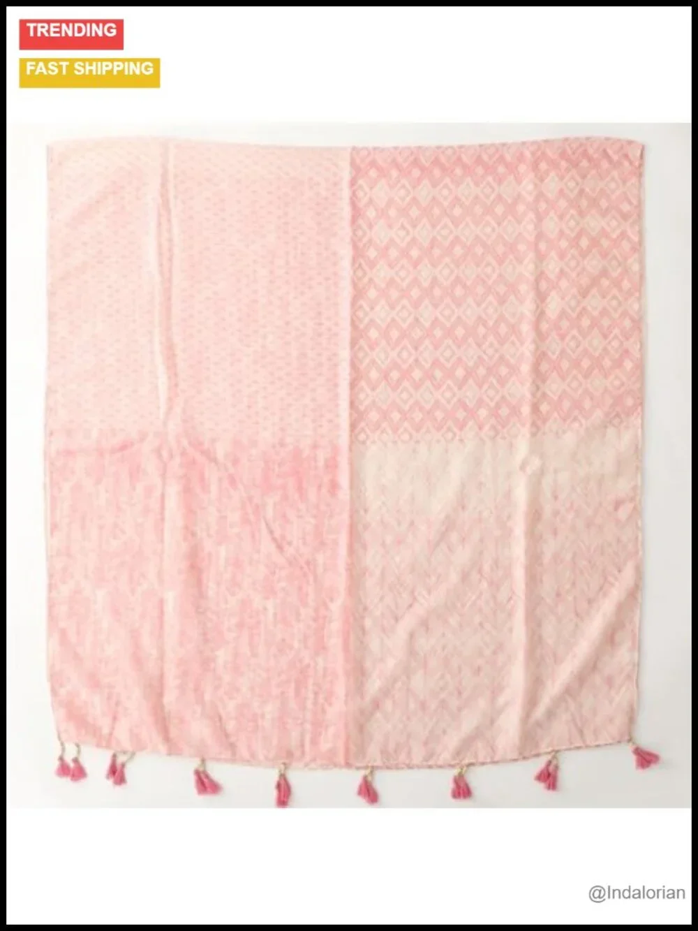 Boho Lightweight Pashmina Scarf Wrap with Fringed Beads for Travel